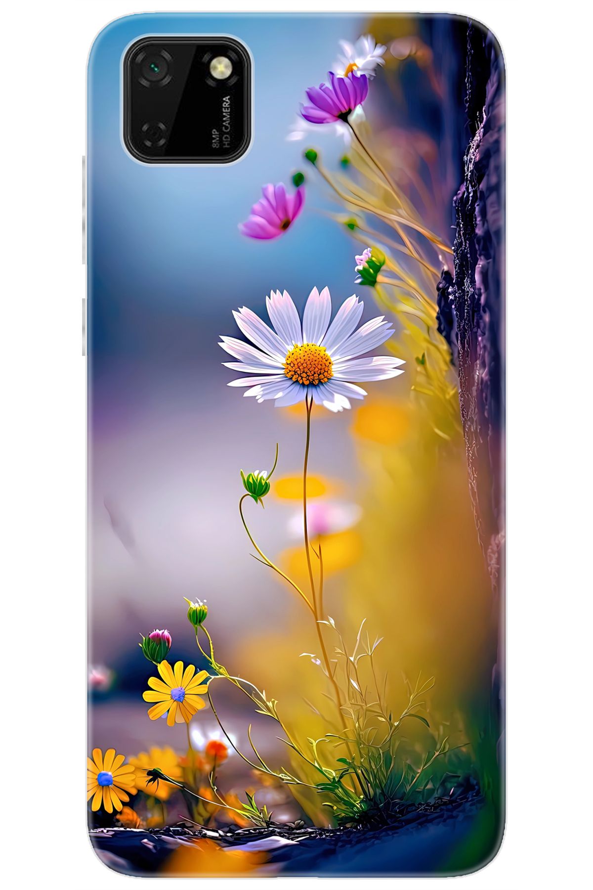 Ceppare Huawei Y5P (DRA-LX9) Uyumlu Kılıf Desen Baskılı Silikon Papatya Seri STK:1000 CP-wroatmv