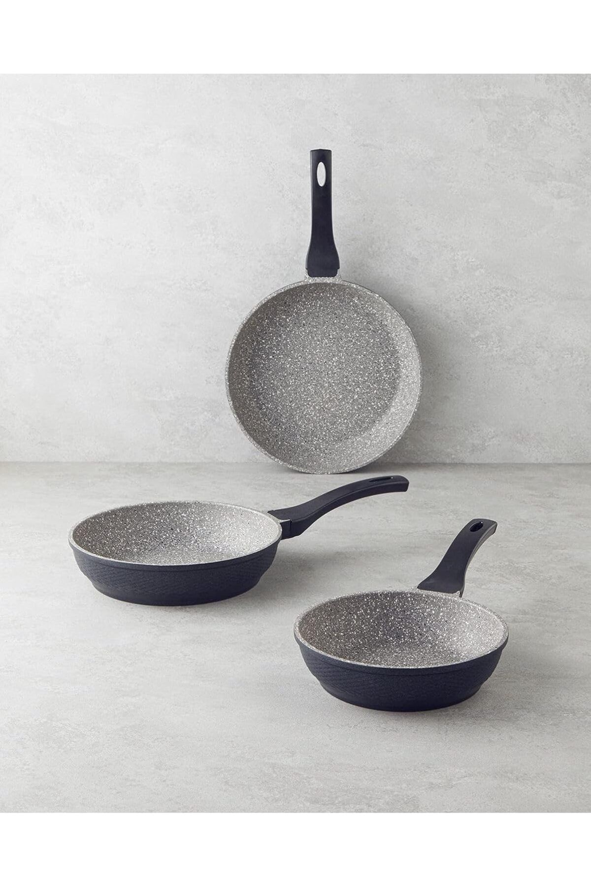 STOREMAX nffashopm Home Costa Alüminyum 3'Lü Tava Seti 20-24-28 Cm Gri storestarx 1051353