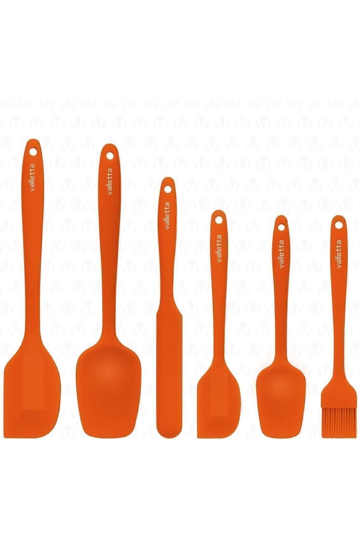 STOREMAX nffashopm Drongo Isıya Dayanıklı Yanmaz Yapışmaz Silikon Spatula Seti 6 Parça Turuncu storesta