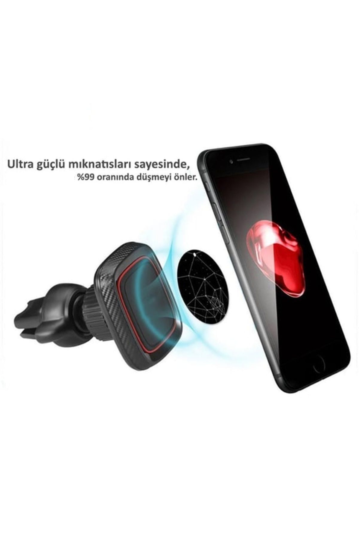 Zoli Çok Güçlü Mıknatıslı Araç İçi Havalandırma Telefon Tutucu Sıkı Geçme ve Sabitlemeli