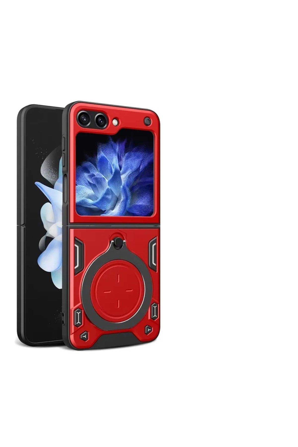 MMPSHOP Galaxy Z Flip 6 Uyumlu Kamera Koruma 360 Dönebilen Magsafe Halka Stand Özellikli Tank Kılıf