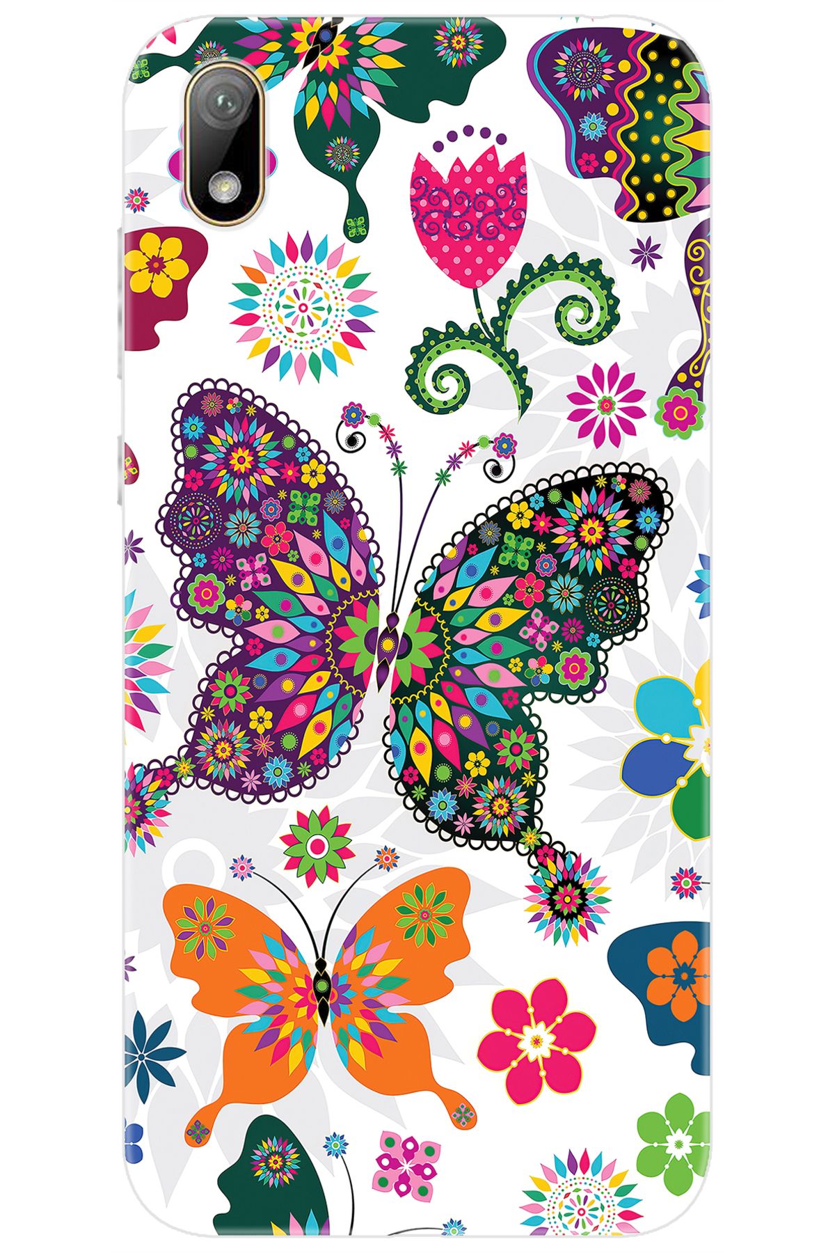 Ceppare Huawei Y5 2019 (AMN-LX2/LX9) Uyumlu Kılıf Desen Baskılı Silikon Renkli Kelebekler STK:541 CP-ftHvsJx