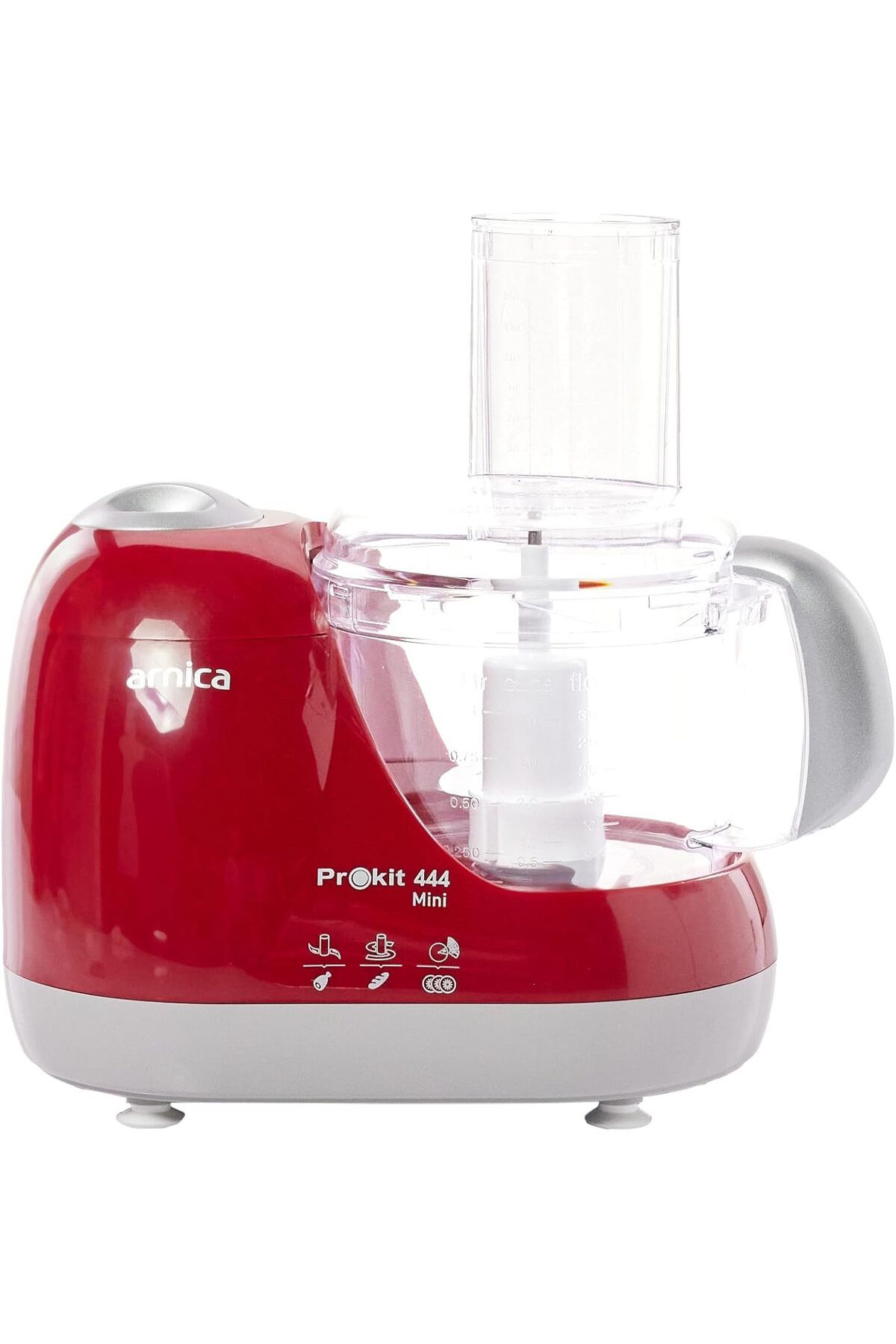 MCreative Prokit 444 Mini Mutfak Robotu, 1 L Hazne, 600 W, Hamur Karıştırma, Kırmızı