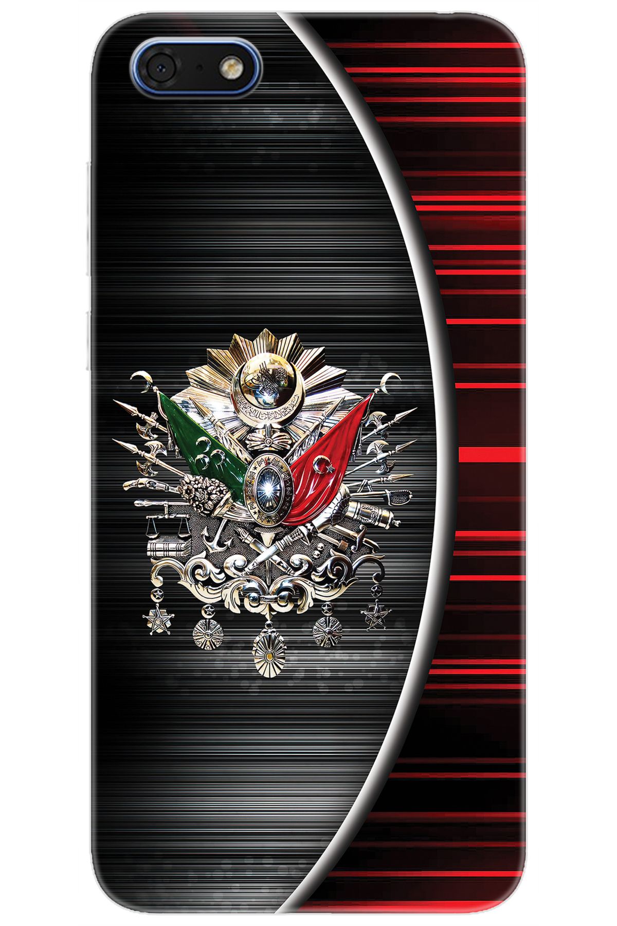 Ceppare Huawei Y5 2018 (DRA-L21) Uyumlu Kılıf Desen Baskılı Silikon Osmanlı Tuğra Tasarım STK:410 CP-laJc0Gr