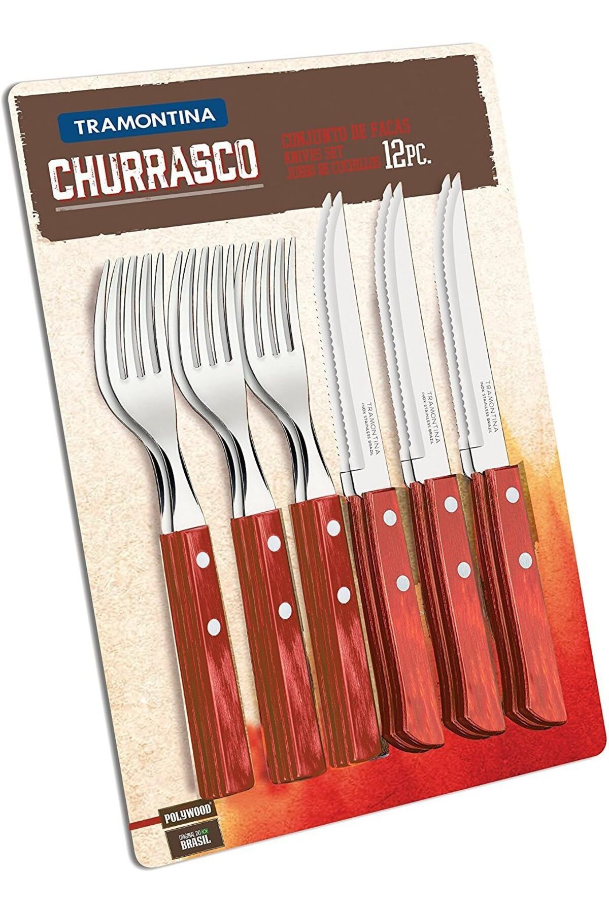 STOREMAX nffashopm 21199/711 biftek sofra takımı-Set, 12 parça kırmızı Griffen 2-kat perçinlenmiştir