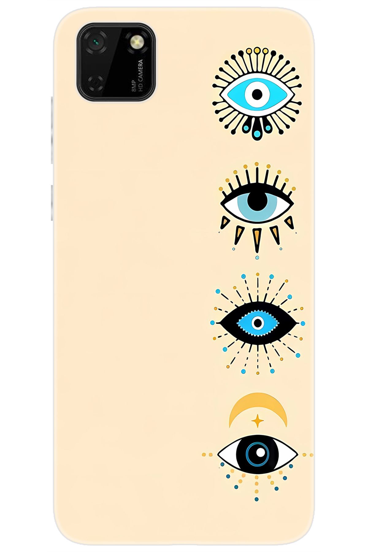 Ceppare Huawei Y5P (DRA-LX9) Uyumlu Kılıf Desen Baskılı Silikon Nazar Gözler STK:742 CP-4Dt38Te