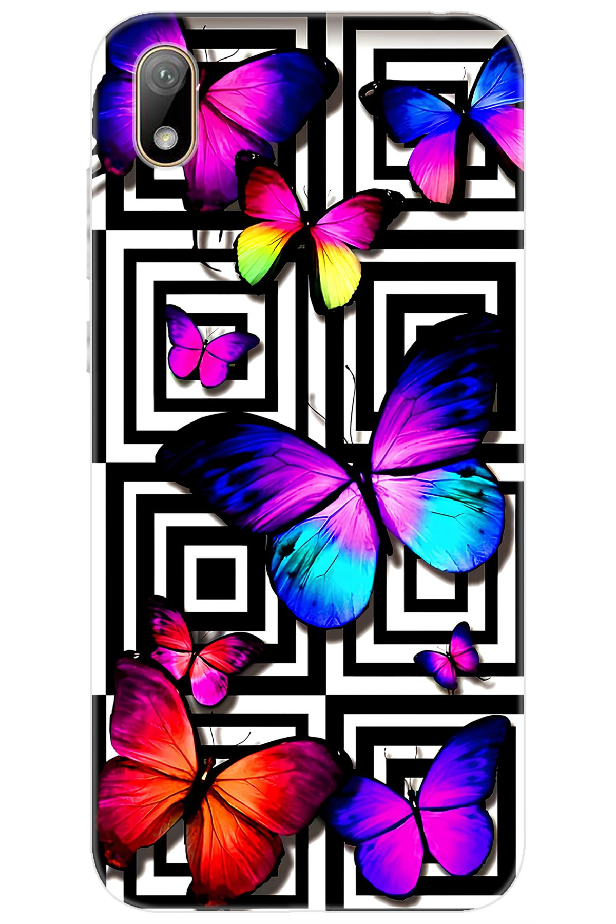 Ceppare Huawei Y5 2019 (AMN-LX2/LX9) Uyumlu Kılıf Desen Baskılı Silikon Kelebek STK:699 CP-bh0EVmq