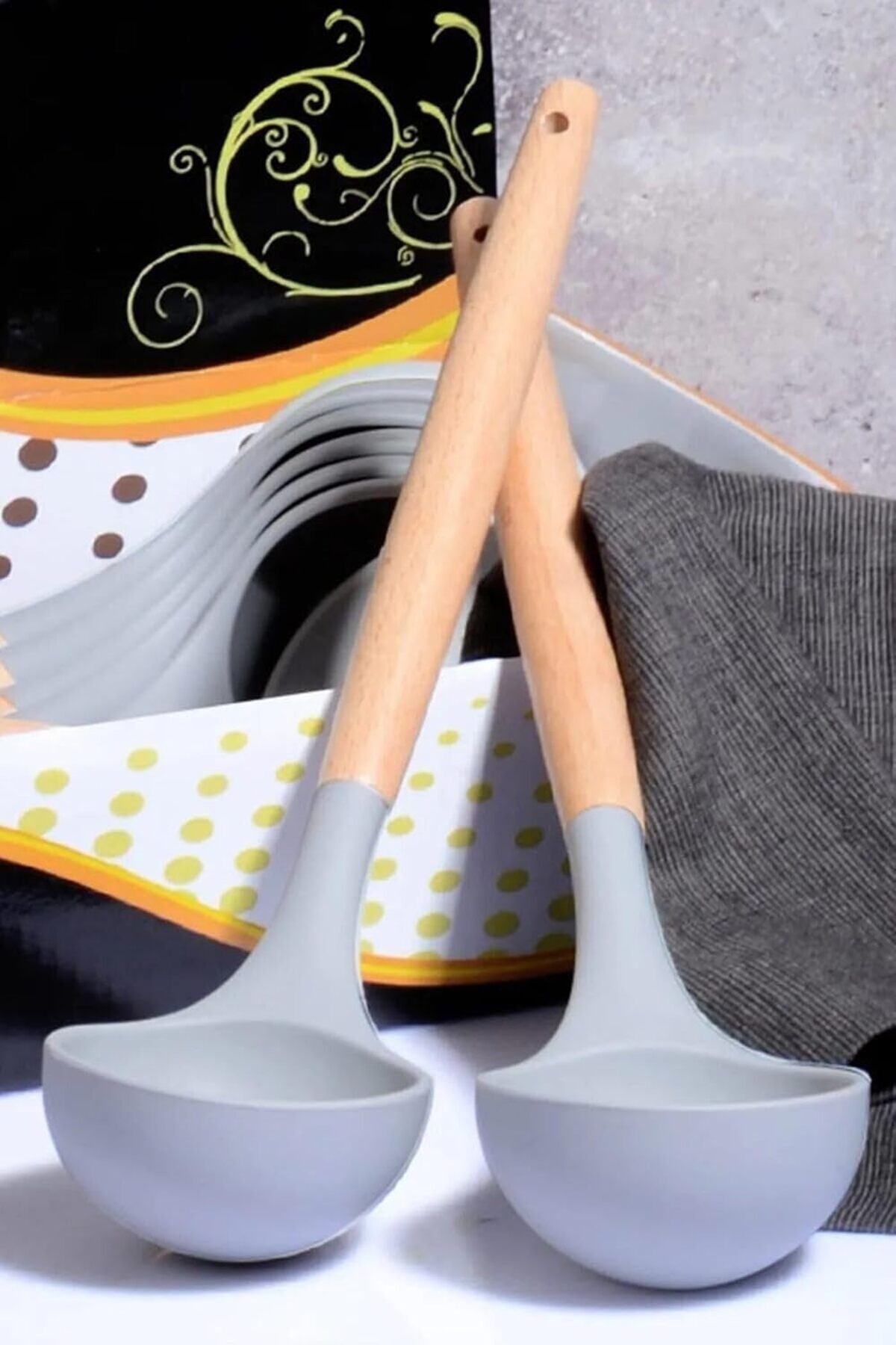 STOREMAX nffashopm Kitchen Bambu Saplı Silikon Kepçe füme storestarx 1051353