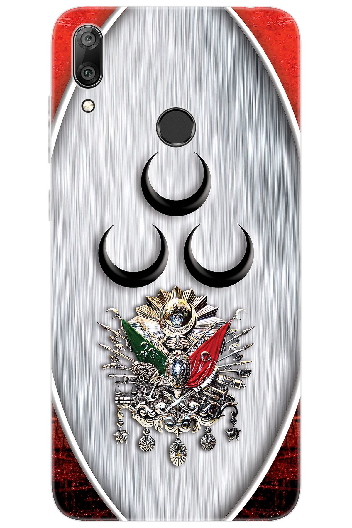 Ceppare Huawei Y7 Prime 2019 (DUB-LX3) Uyumlu Kılıf Desenli Silikon Üç Hilal Tuğra STK:425 CP-Lpe7NKh
