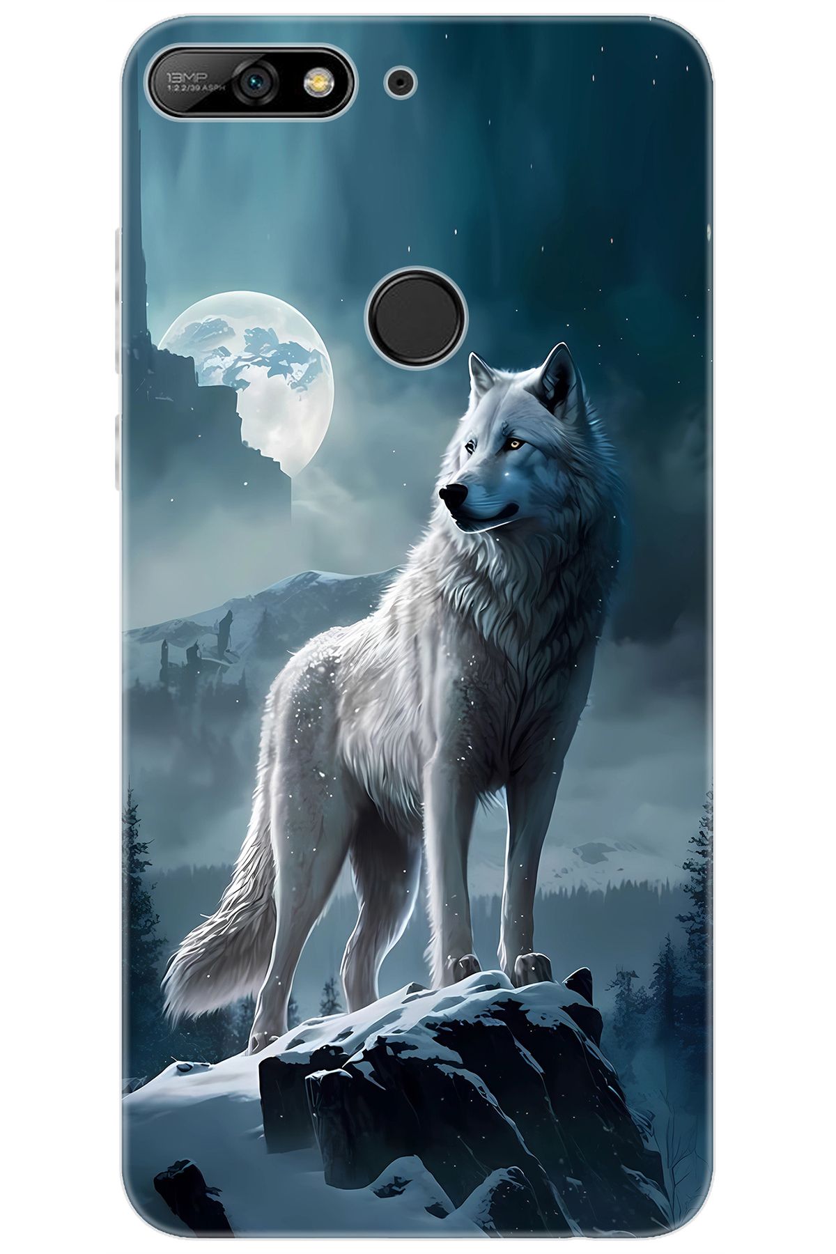 Ceppare Huawei Y7 Prime 2018 (LDN-L21) Uyumlu Kılıf Desen Baskı Silikon Kurt STK:683 CP-XVrjYvj