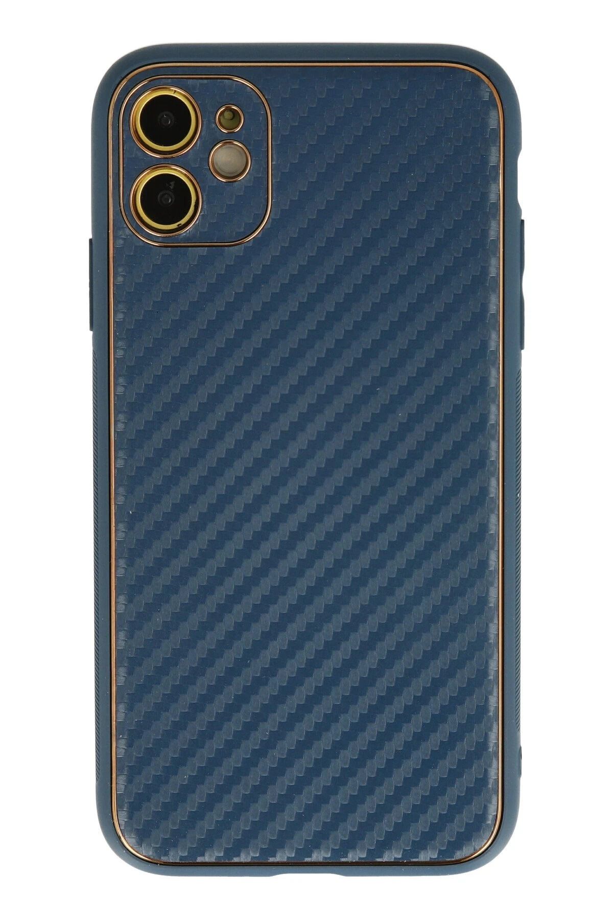 NewFace iPhone 12 Kılıf Coco Karbon Silikon - Mavi LZWDR