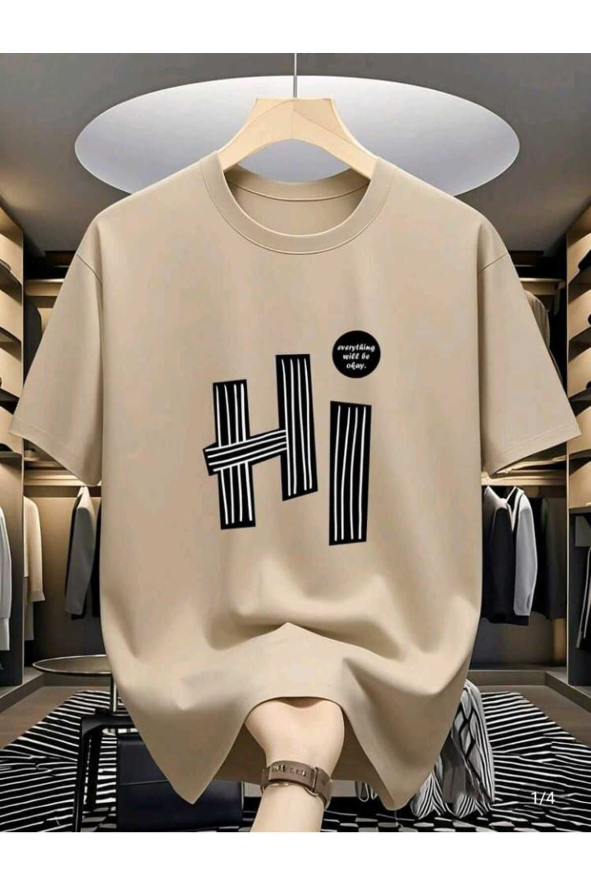 mirantekstil Yeni sezon oversize t-shırt h i dijital baskılı
