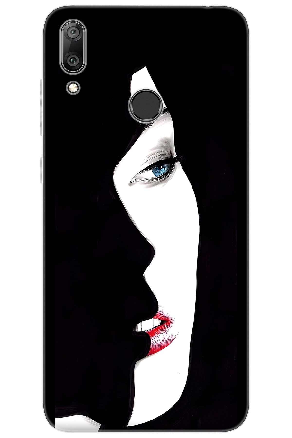 Ceppare Huawei Y7 Prime 2019 (DUB-LX3) Uyumlu Kılıf Desenli Silikon Siyah Beyaz Kadın STK:635 CP-3BhXEeO