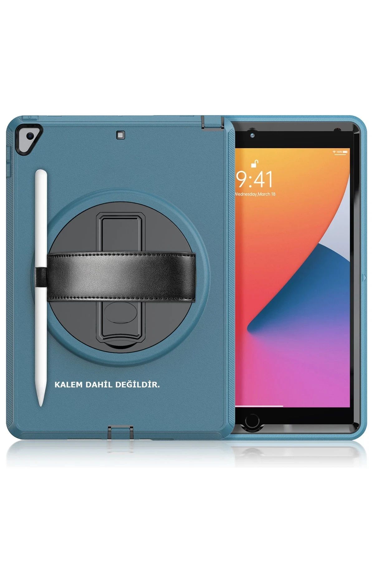 NewFace iPad 10.2 (7.nesil) Kılıf Hand Strap Tablet Kılıfı - Turkuaz JOJUA
