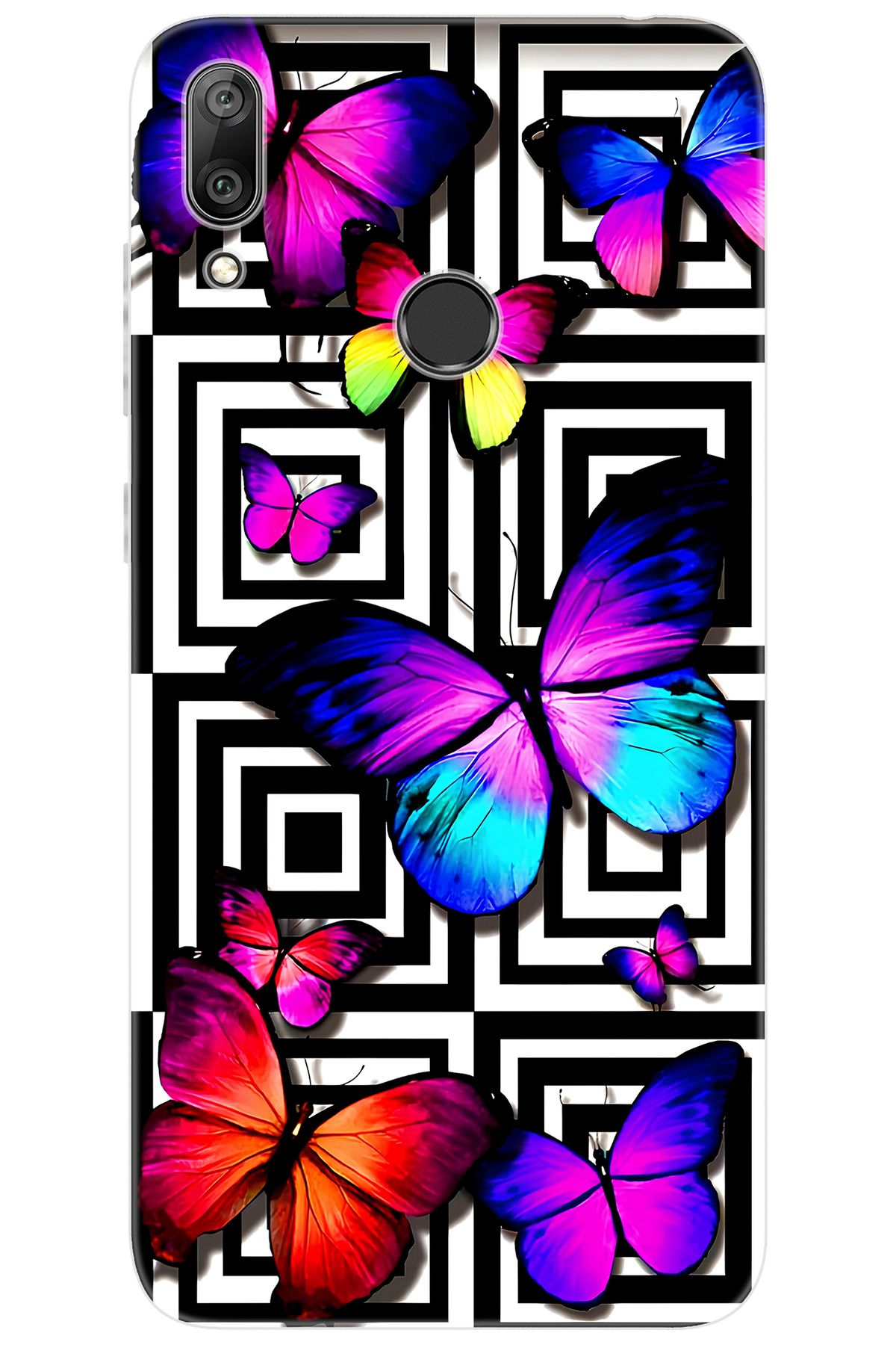 Ceppare Huawei Y7 Prime 2019 (DUB-LX3) Uyumlu Kılıf Desen Baskı Silikon Kelebek STK:699 CP-EtQUihs