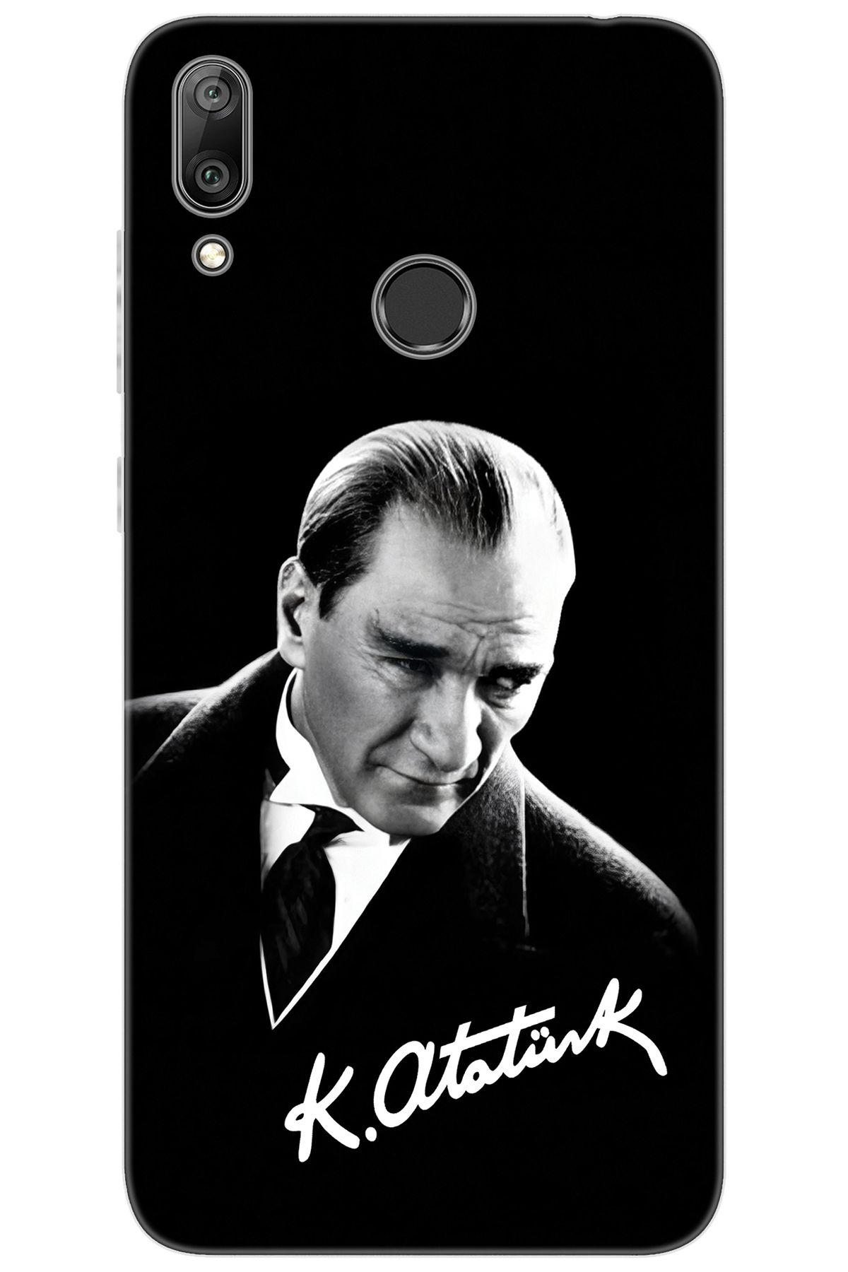 Ceppare Huawei Y7 Prime 2019 (DUB-LX3) Uyumlu Kılıf Desen Silikon Mustafa Kemal Atatürk S390 CP-NCqGfAU