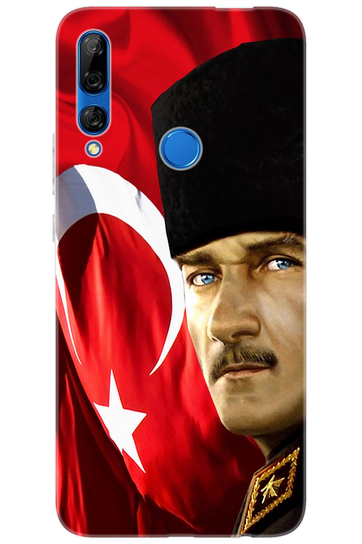 Ceppare Huawei Y9 Prime 2019 (STK-L21) Uyumlu Kılıf Desen Silikon Atatürk ve Türk Bayrağı 726 CP-K8P1ydA