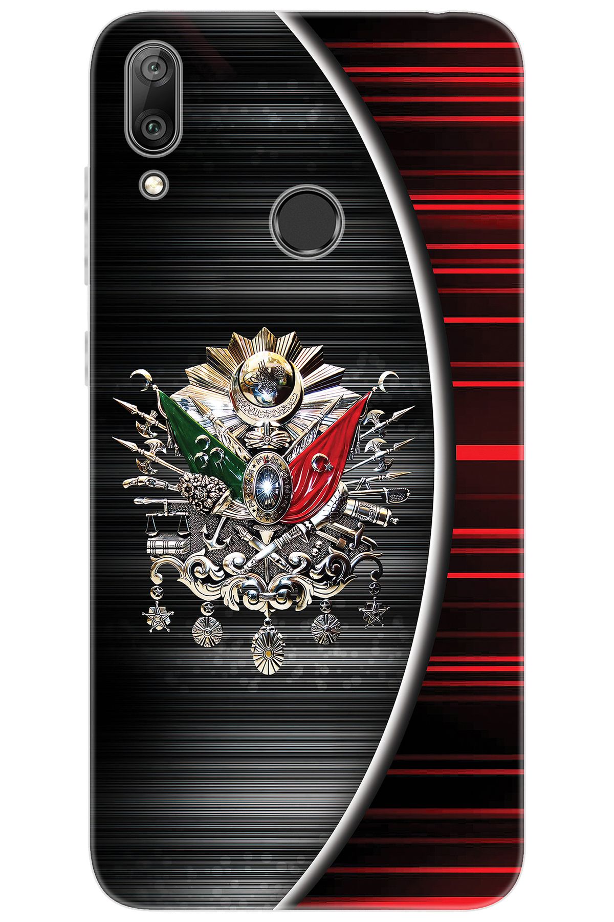 Ceppare Huawei Y7 Prime 2019 (DUB-LX3) Uyumlu Kılıf Desen Baskı Silikon Osmanlı Tuğra STK:410 CP-nlencP8
