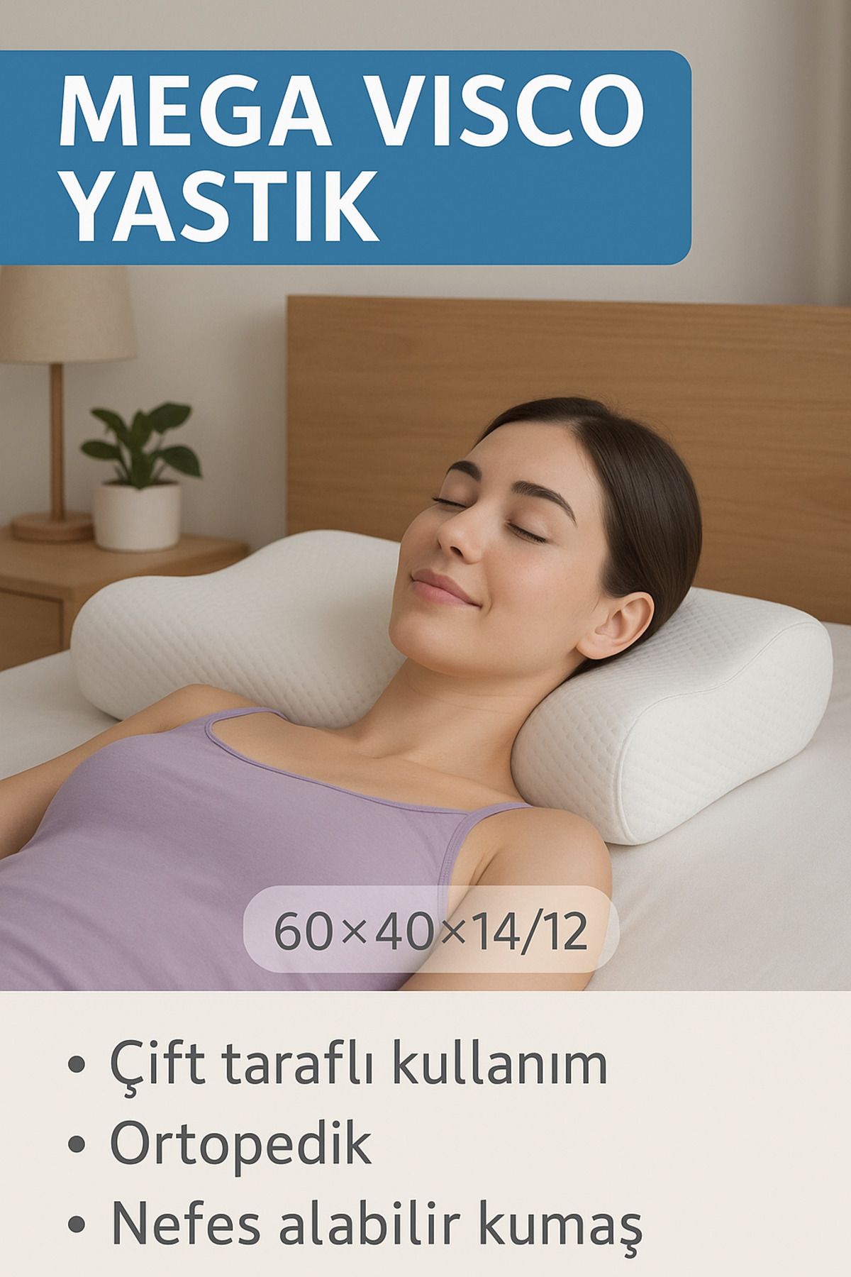 EpiRelax Mega Boy Ortopedik Visco Yastık – Boyun ve Omurga Destekli Konforlu Visco Yastık