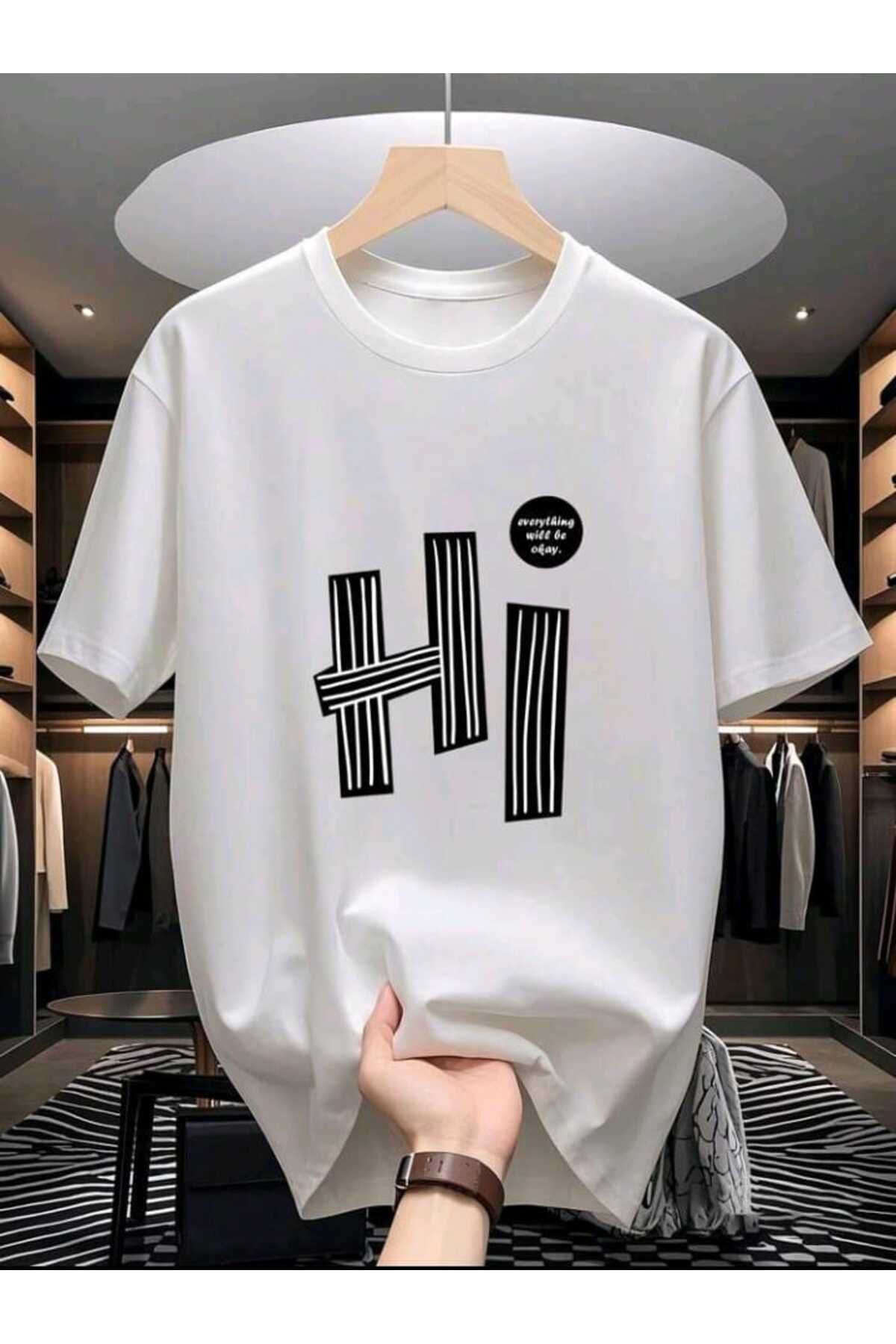 mirantekstil Yeni sezon oversize t-shırt h i dijital baskılı