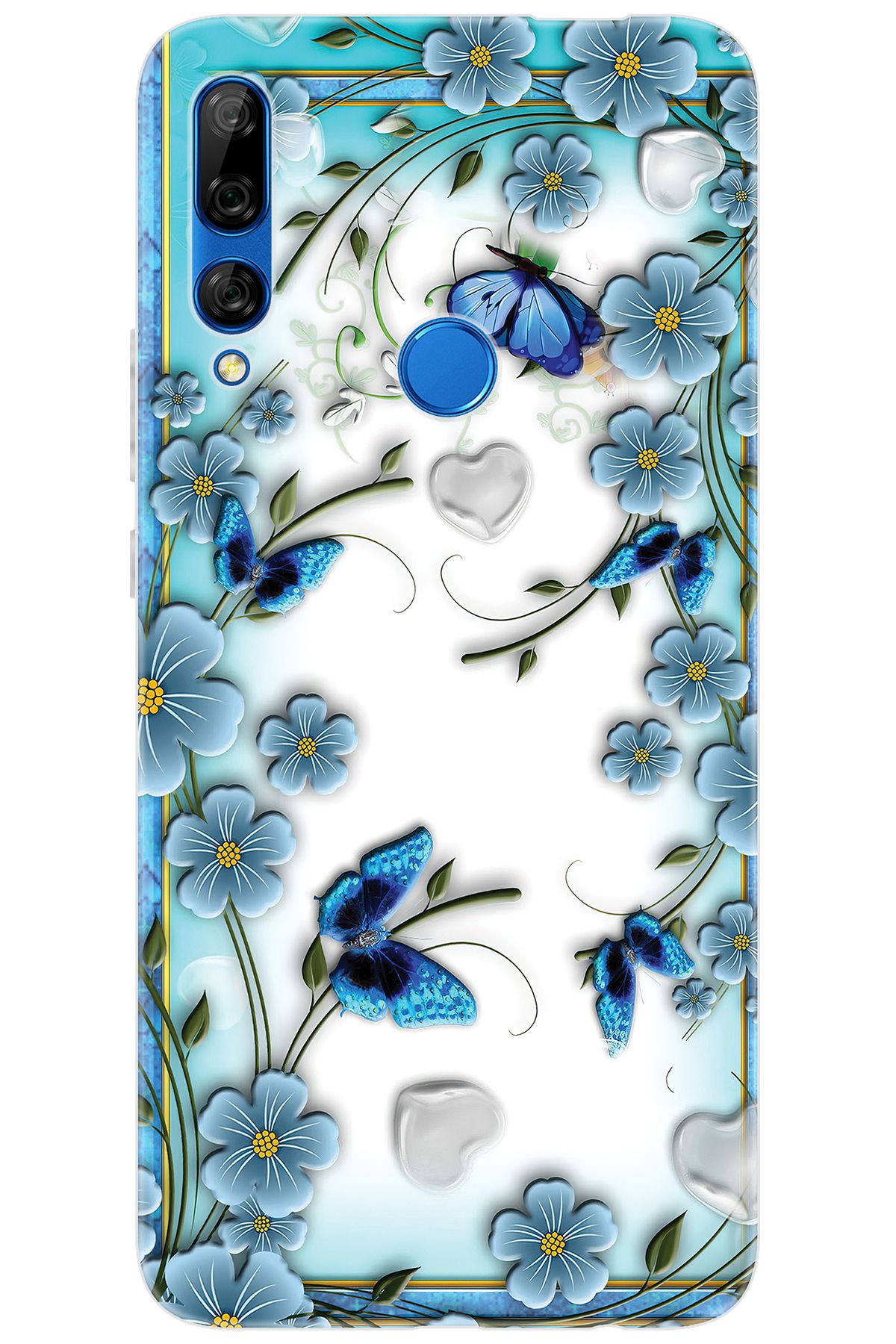 Ceppare Huawei Y9 Prime 2019 (STK-L21) Uyumlu Kılıf Desen Silikon Çiçek ve Kelebekler STK:547 CP-rSG09kc