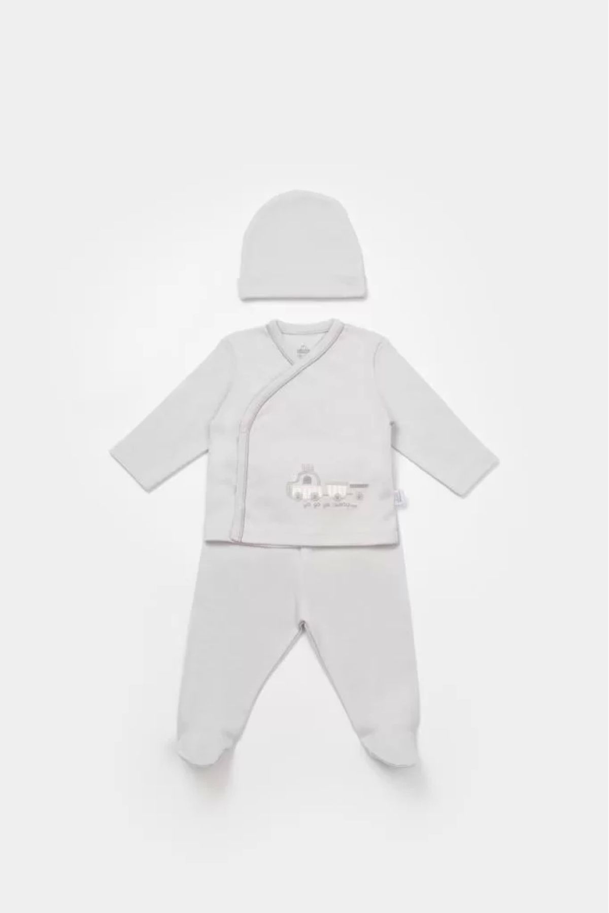 Kaplan Bimini Canvas Trains Boy 3'lü Set Grey