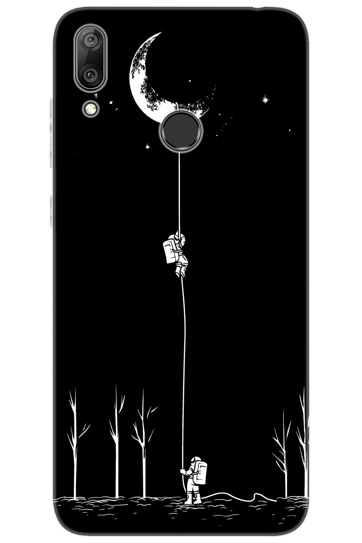 Ceppare Huawei Y7 Prime 2019 (DUB-LX3) Uyumlu Kılıf Desenli Silikon Astronot Serisi STK:1006 CP-lgRqzLE