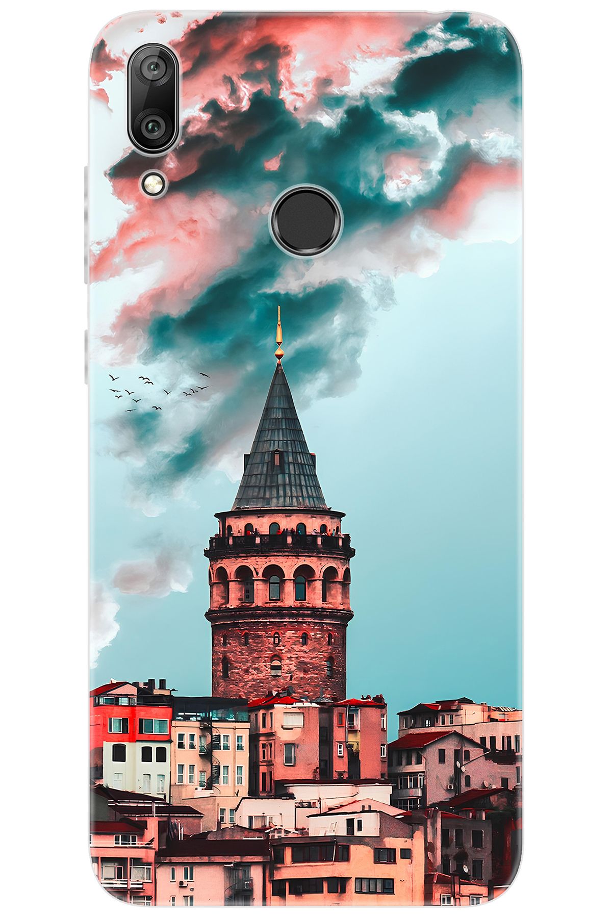 Ceppare Huawei Y7 Prime 2019 (DUB-LX3) Uyumlu Kılıf Desen Baskı Silikon Galata Kulesi STK:688 CP-VtG1Mtc