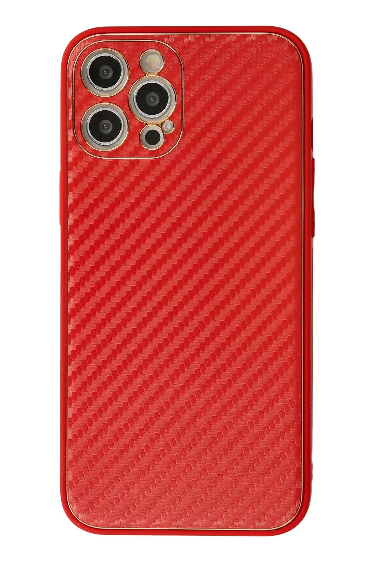 NewFace iPhone 12 Pro Kılıf Coco Karbon Silikon - Kırmızı YNSMR