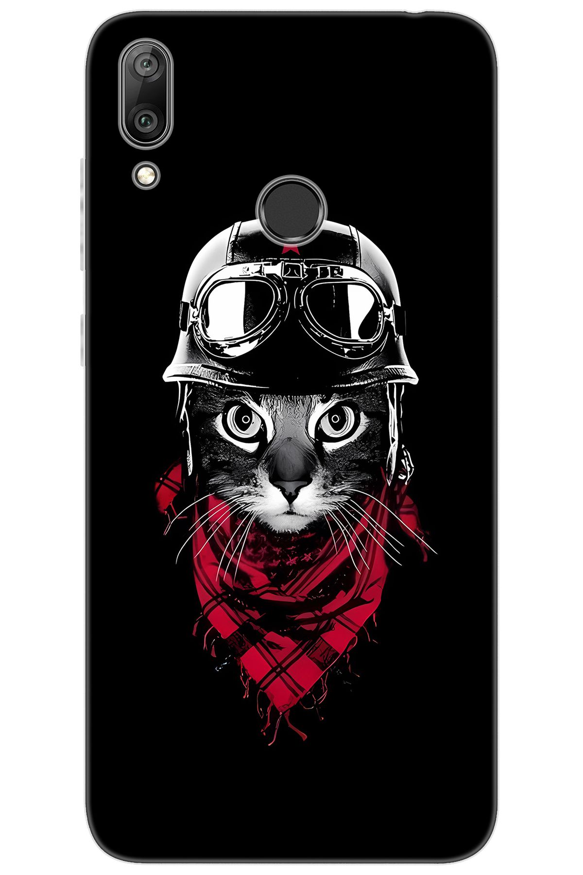 Ceppare Huawei Y7 Prime 2019 (DUB-LX3) Uyumlu Kılıf Desen Baskı Silikon Pilot Kedi STK:656 CP-GqRxW38