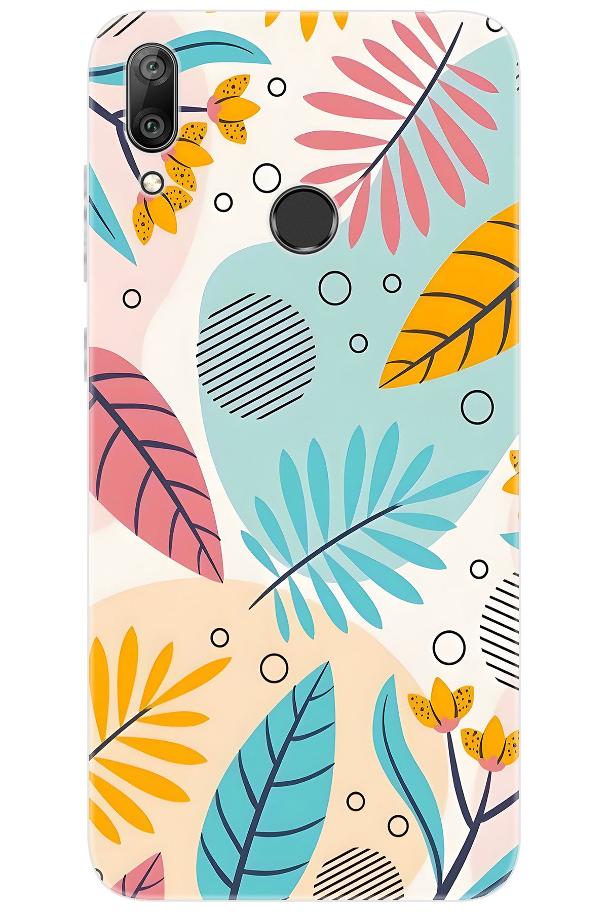 Ceppare Huawei Y7 Prime 2019 (DUB-LX3) Uyumlu Kılıf Desenli Silikon Renkli Yapraklar STK:643 CP-JZOQqFE
