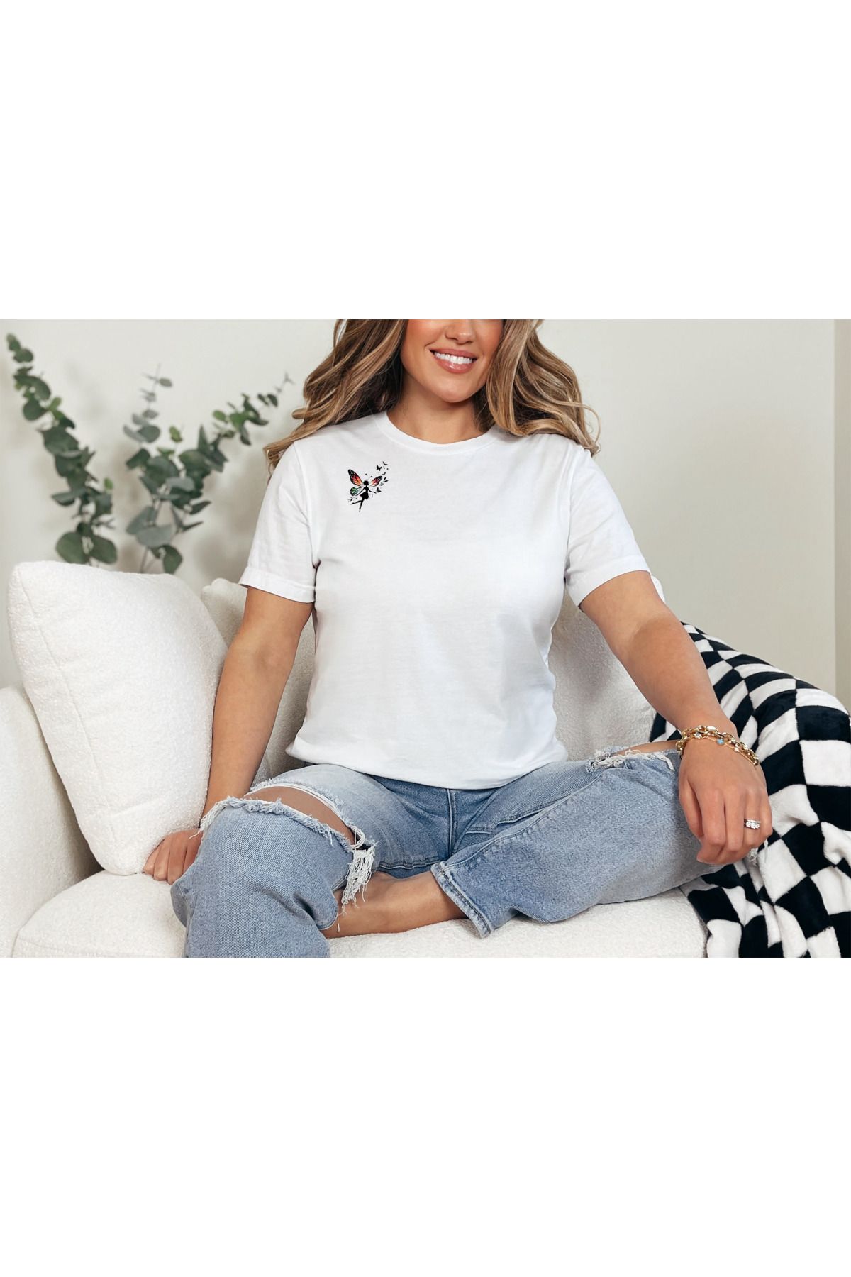 GHAND KELEBEK Girl Baskılı Unısex Normal Kalıp T-Shirt