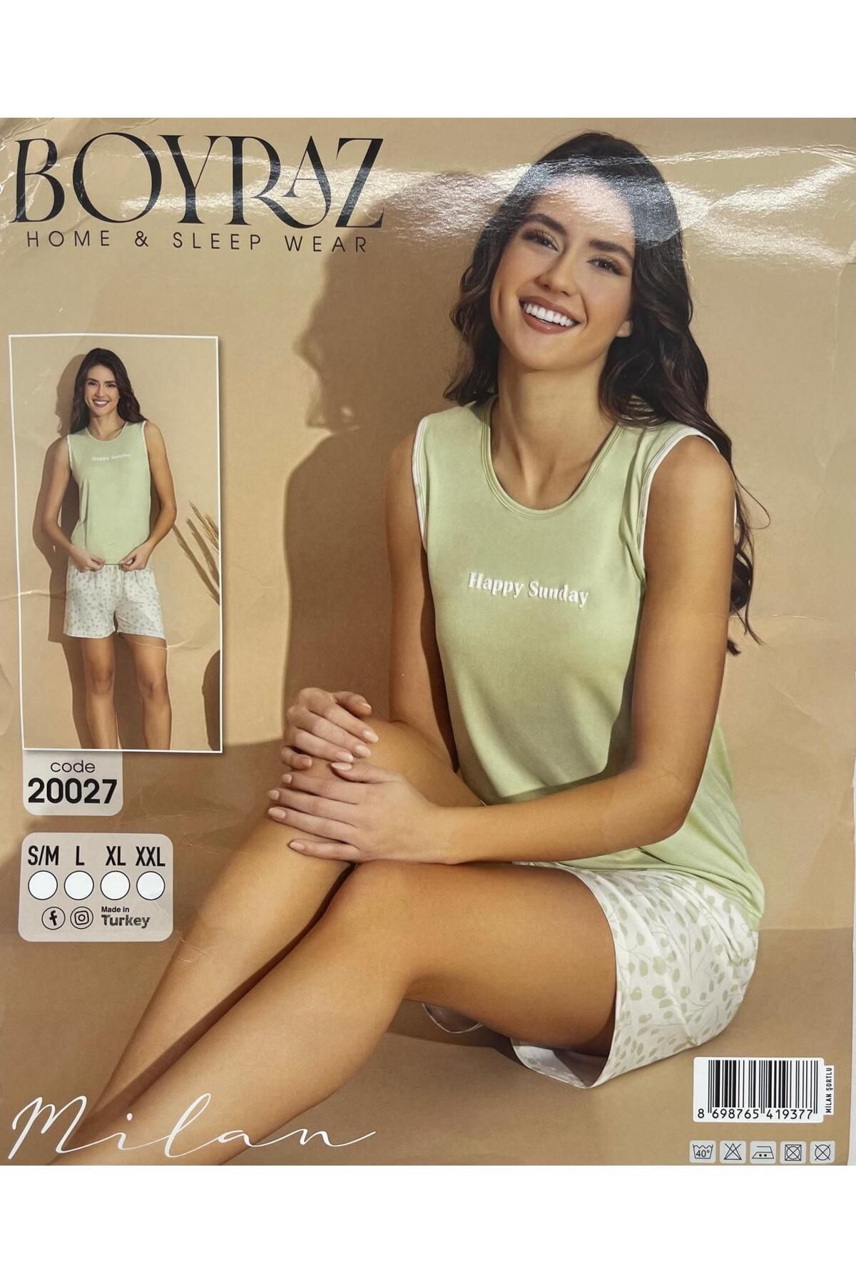 BOYRAZ YEŞİL ŞORTLU MİLAN KUMAŞ PİJAMA