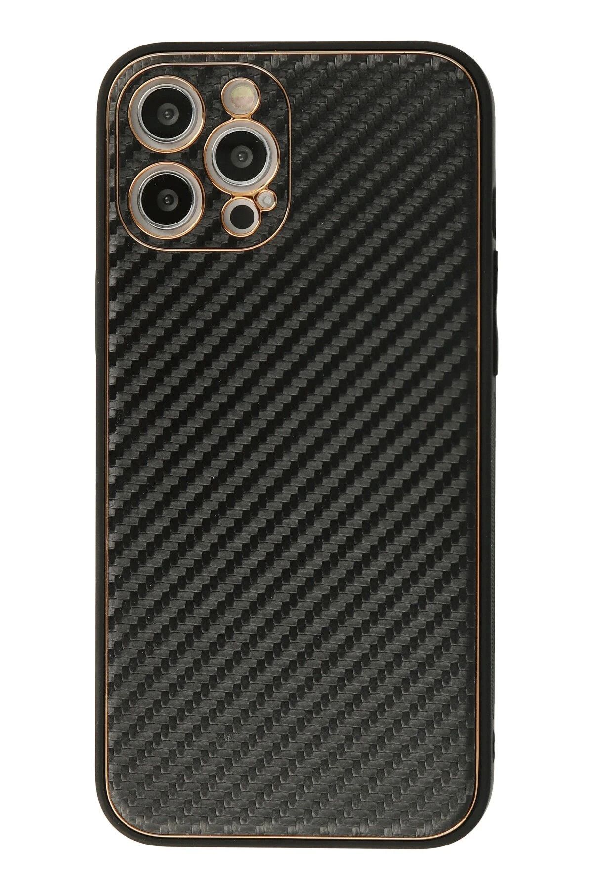 NewFace iPhone 12 Pro Kılıf Coco Karbon Silikon - Siyah JOJUA