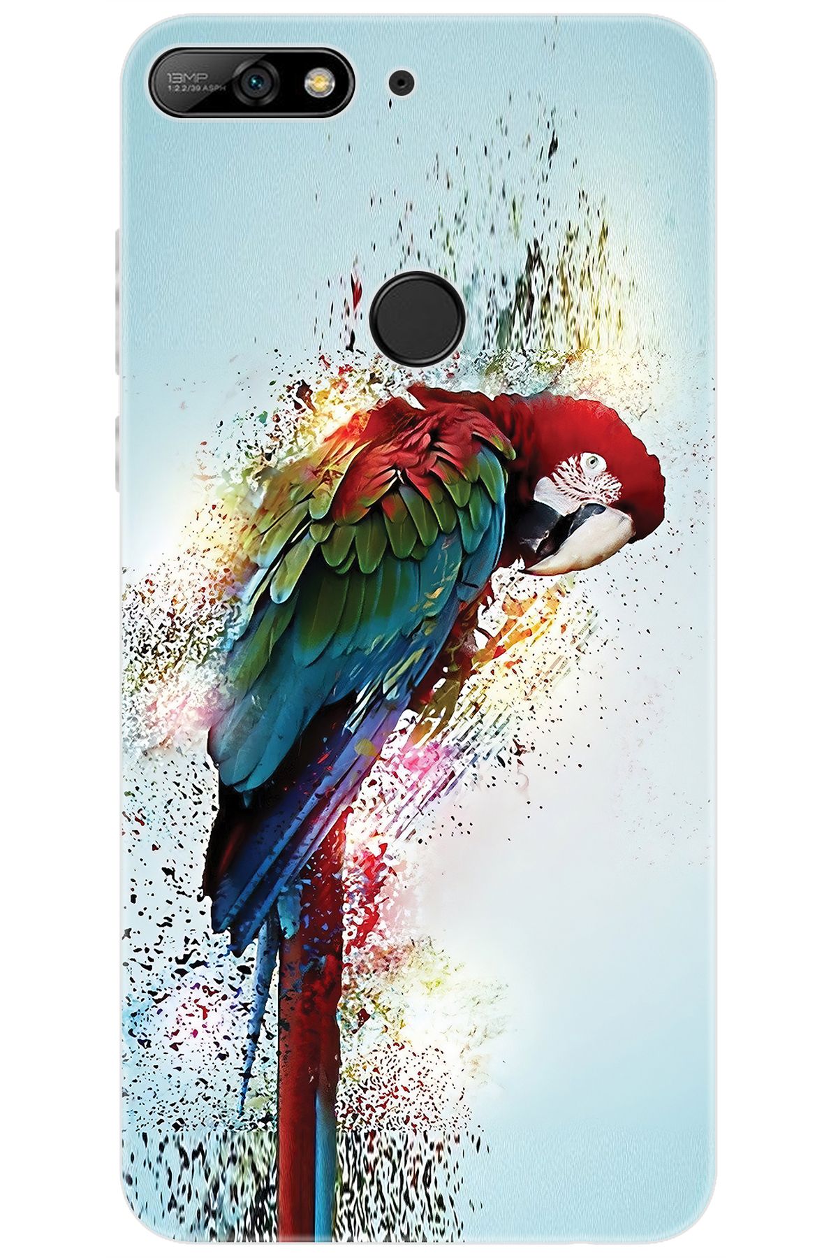 Ceppare Huawei Y7 Prime 2018 (LDN-L21) Uyumlu Kılıf Desen Baskı Silikon Papağan STK:562 CP-LWIXjsy