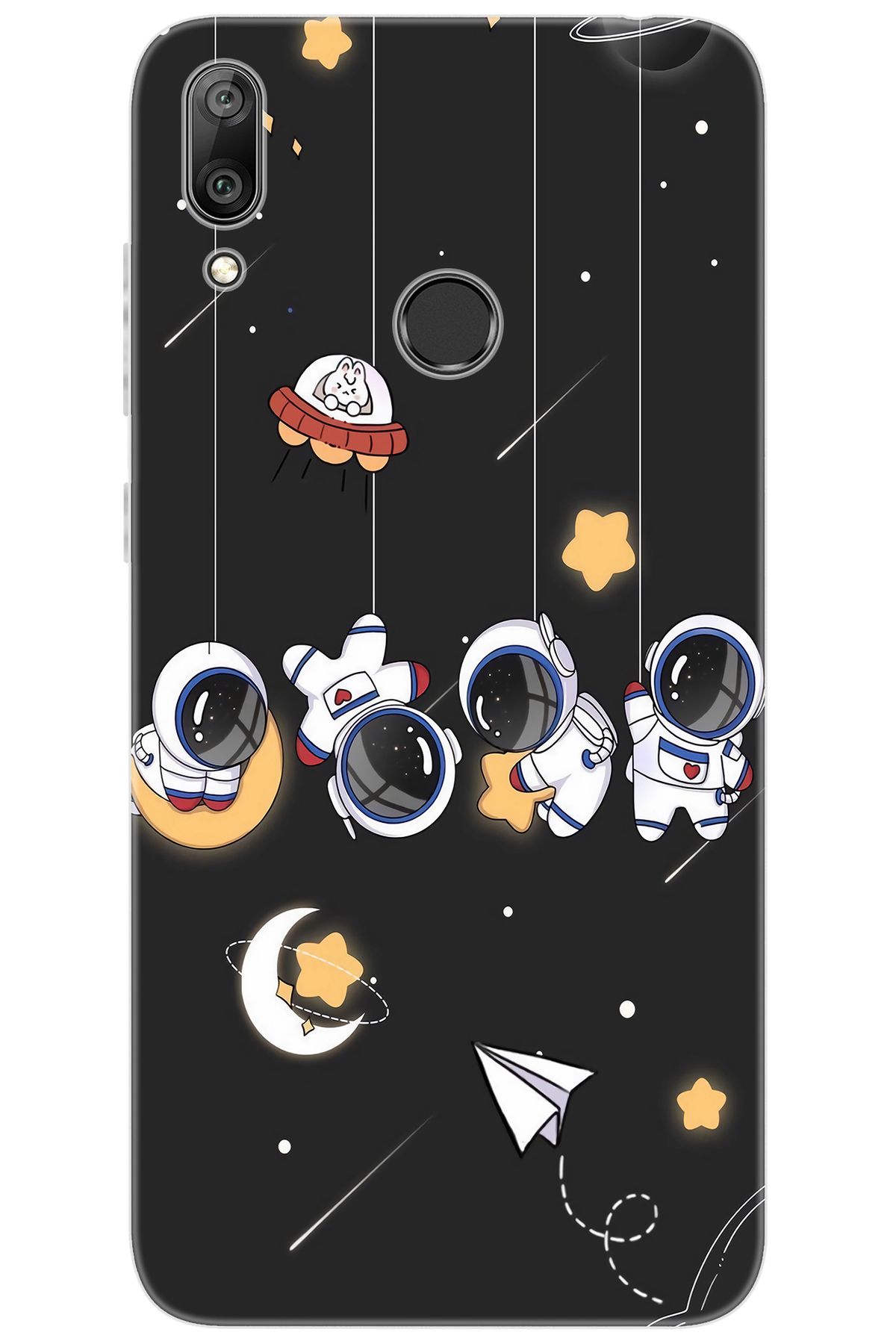 Ceppare Huawei Y7 Prime 2019 (DUB-LX3) Uyumlu Kılıf Desen Silikon Sallanan Astronotlar STK740 CP-Dq7Pvsg