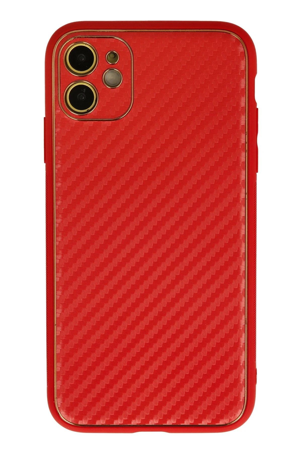 NewFace iPhone 12 Kılıf Coco Karbon Silikon - Kırmızı YNSMR