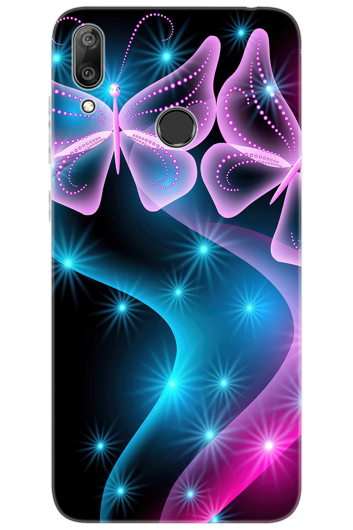 Ceppare Huawei Y7 Prime 2019 (DUB-LX3) Uyumlu Kılıf Desen Baskı Silikon Kelebek Dalga STK:113 CP-rEbqVWd