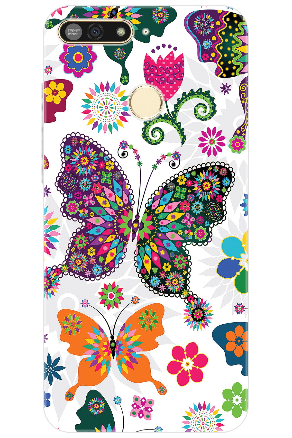 Ceppare Huawei Y6 Prime 2018 (ATU-L31/L42) Uyumlu Kılıf Desenli Silikon Renkli Kelebekler STK:541 CP-guNicuK