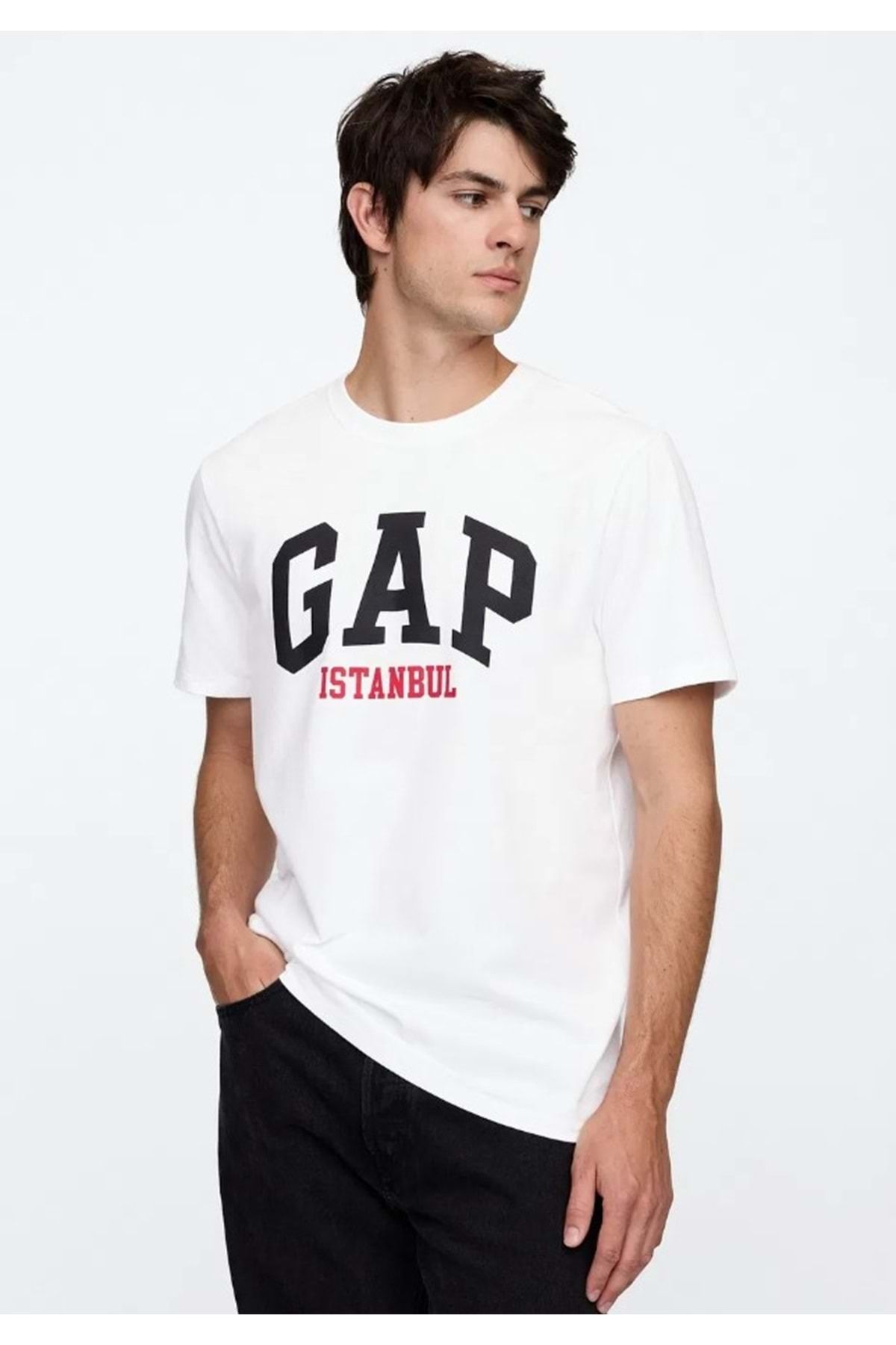 GAP V-Frch Gap İstanbul Kısa Kol Tişört Erkek T-Shirt BEYAZ
