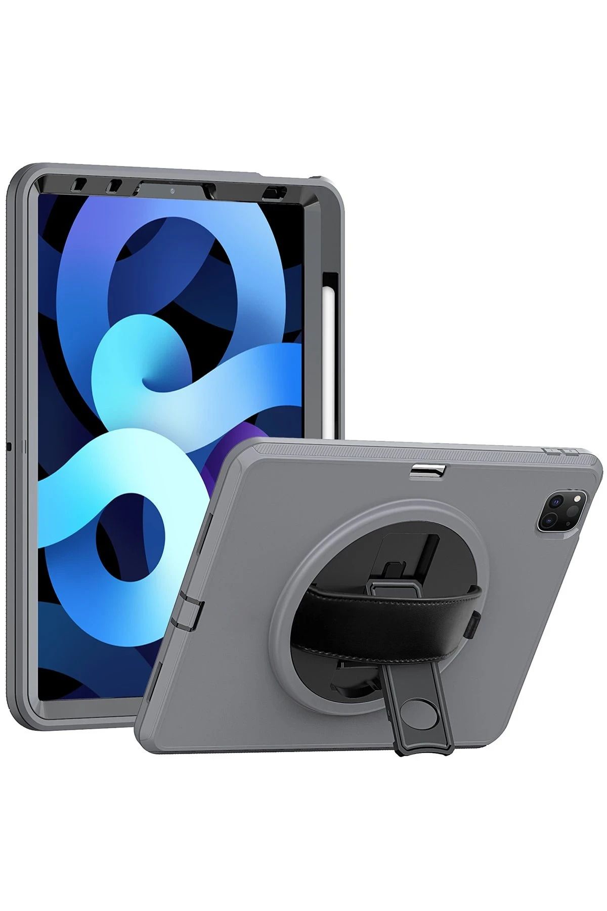 NewFace iPad Pro 11 (2018) Kılıf Hand Strap Tablet Kılıfı - Gri JOJUA