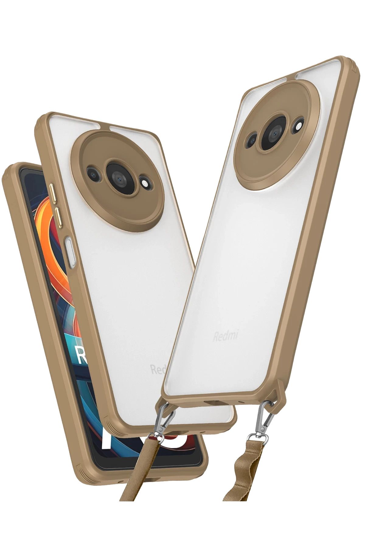 Deppo Trend Xiaomi Redmi A3 4G Uyumlu Kılıf iP Askılı Kamera Lens Çevresi Korumalı Sararmaya Dayanıklı Kapak