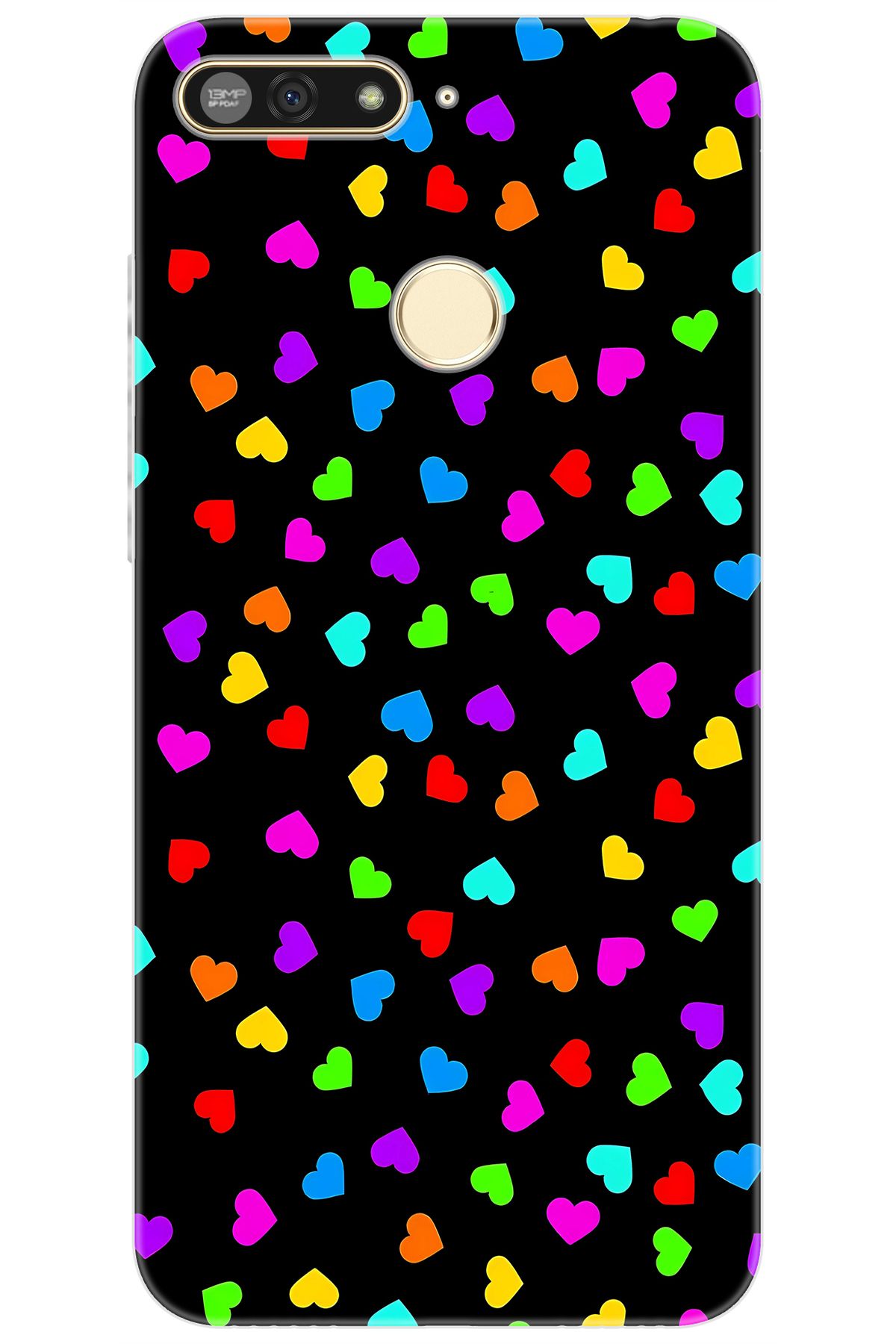 Ceppare Huawei Y6 Prime 2018 (ATU-L31/L42) Uyumlu Kılıf Silikon Renkli Minik Kalpler STK:1017 CP-4hVtZkK