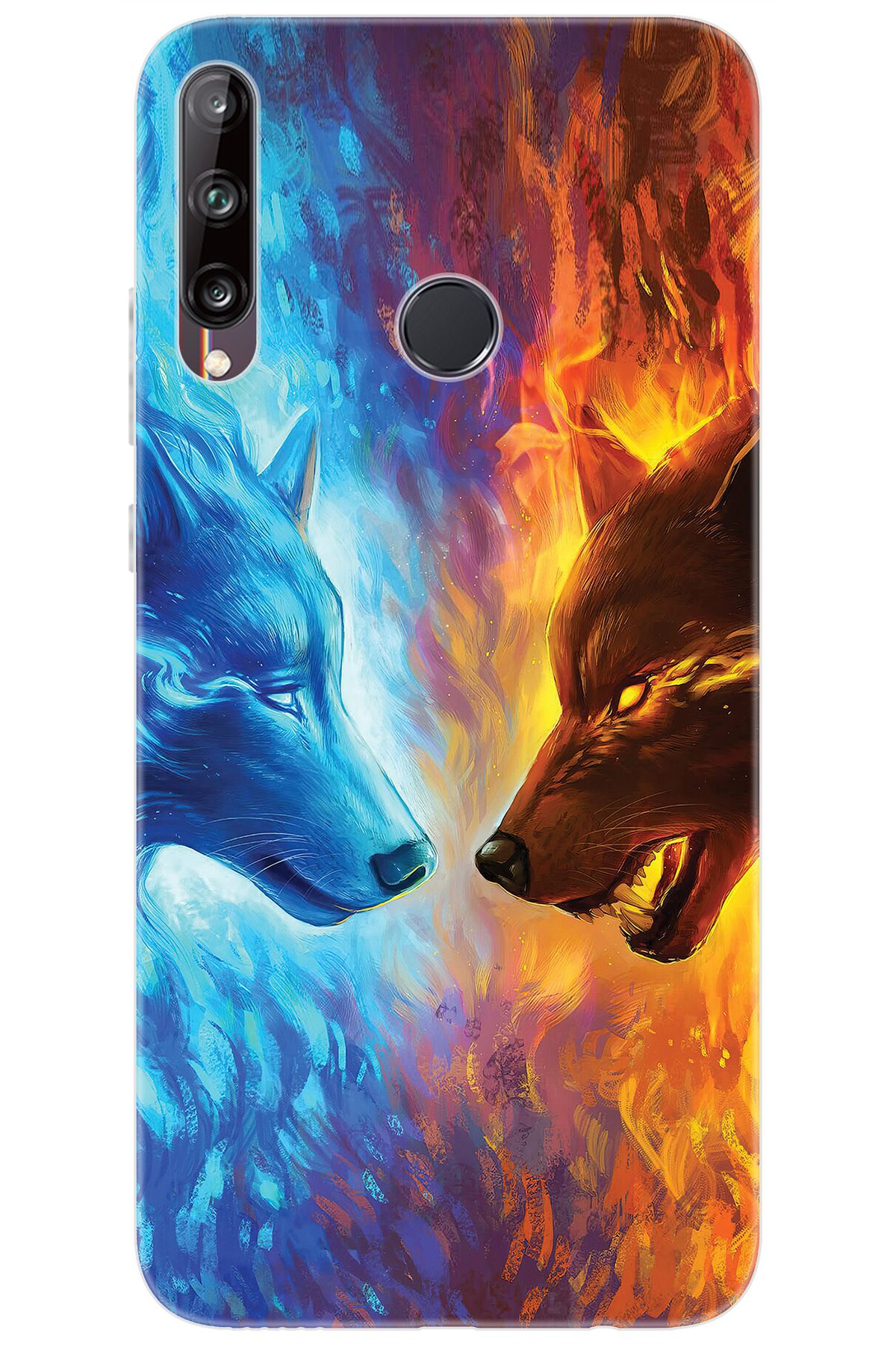 Ceppare Huawei Y7P (ART-L29) Uyumlu Kılıf Desen Baskılı Silikon Alev ve Kurtlar STK:489 CP-ZfIe28C