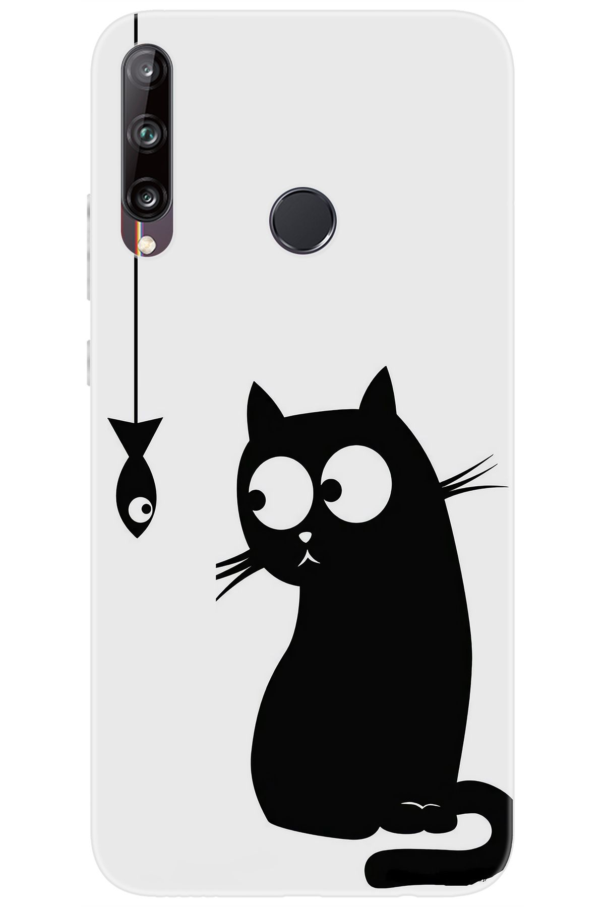 Ceppare Huawei Y7P (ART-L29) Uyumlu Kılıf Desen Baskılı Silikon Balık ve Kedi STK:747 CP-bDBO4N5