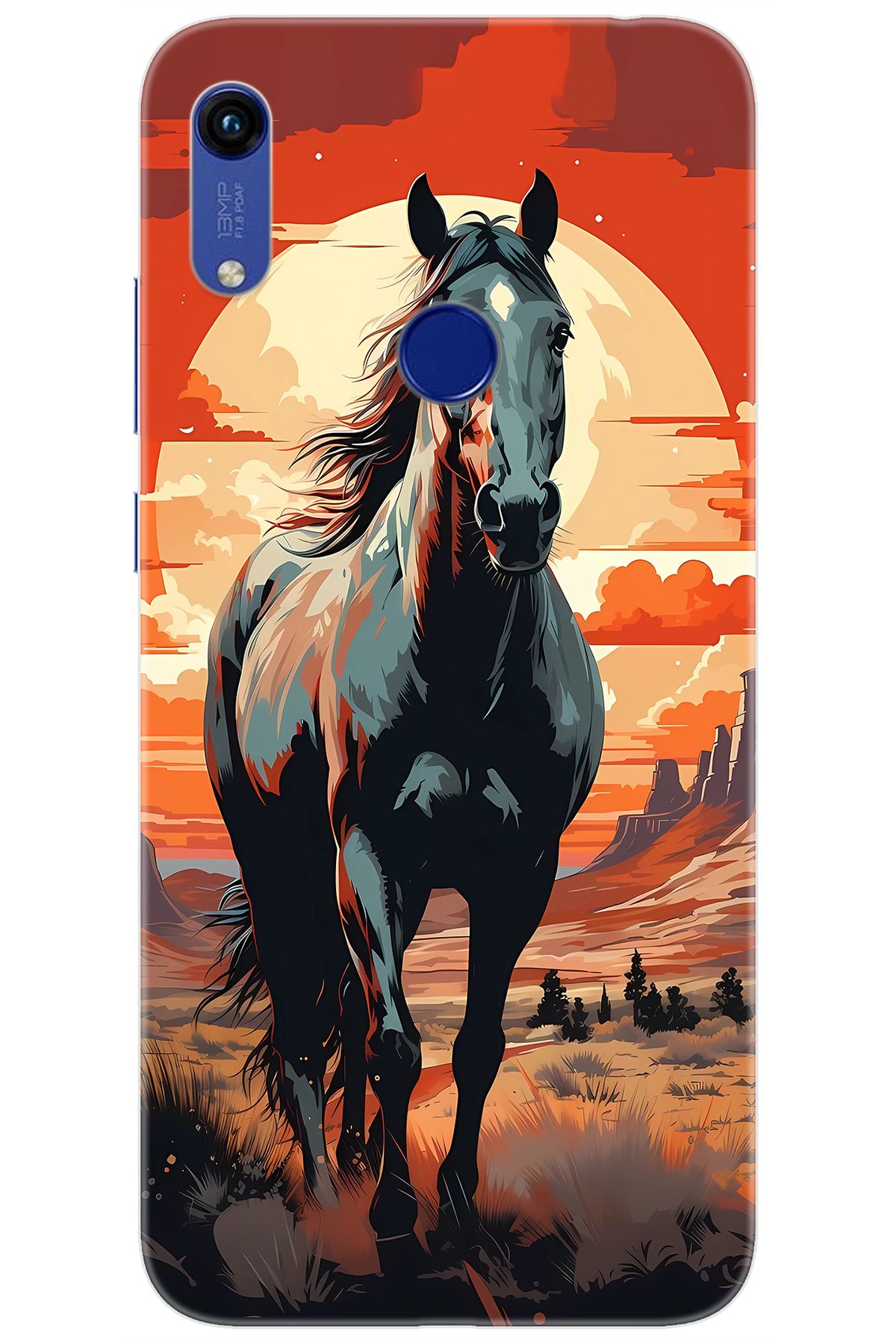 Ceppare Huawei Y6S 2019 (JAT-L41) Uyumlu Kılıf Desen Baskılı Silikon Western Atı STK:655 CP-pLWuKEC