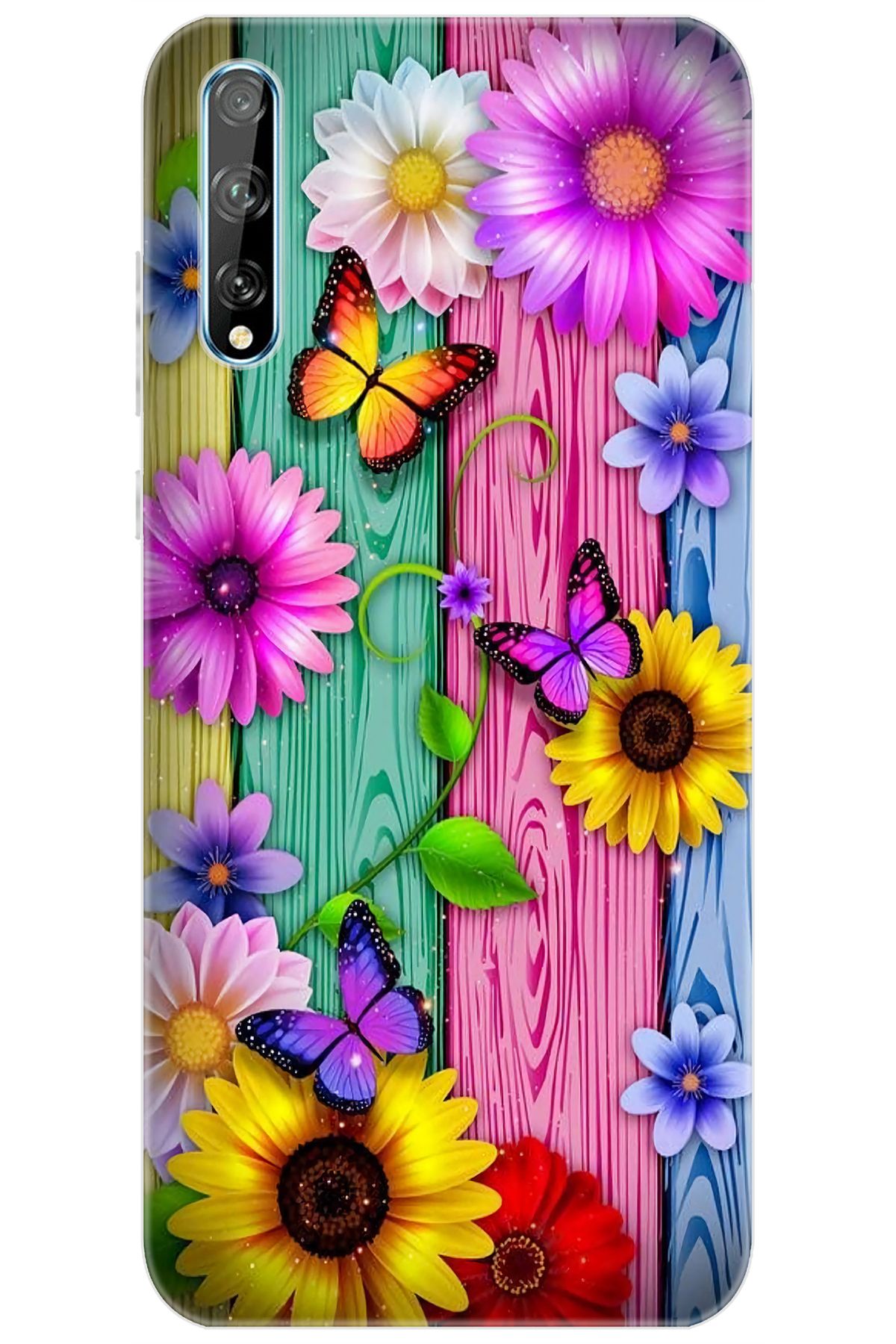 Ceppare Huawei Y8P (AQM-LX1) Uyumlu Kılıf Desen Baskı Silikon Papatya Kelebekler STK:719 CP-IDgyYao