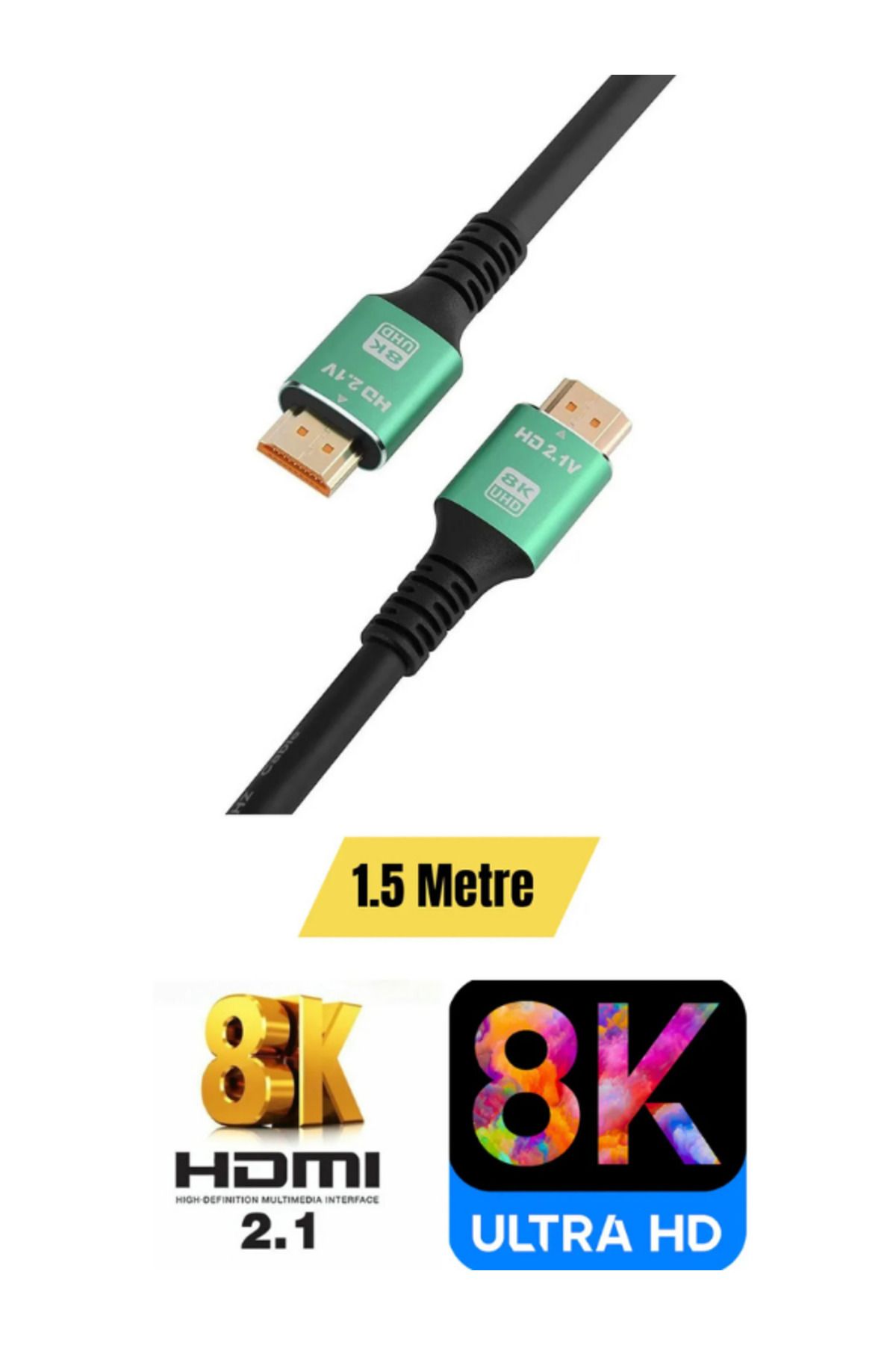 ATAsoft ELEKTRONİK Since 2021 Ultra HDTV 8K Yüksek Hızlı HDMI Kablosu 8K 60Hz, 4K 120Hz, 7680P HDR 2.1V 48GBS