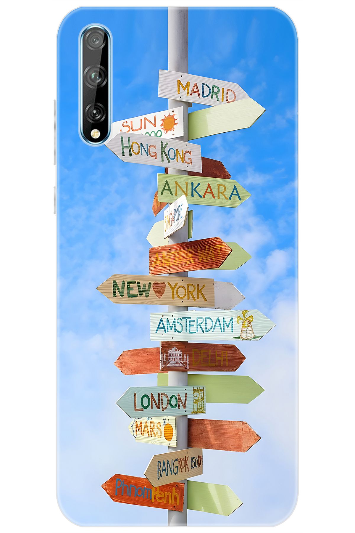 Ceppare Huawei Y8P (AQM-LX1) Uyumlu Kılıf Desen Baskılı Silikon Şehir Tabelaları STK:703 CP-2P1dviM