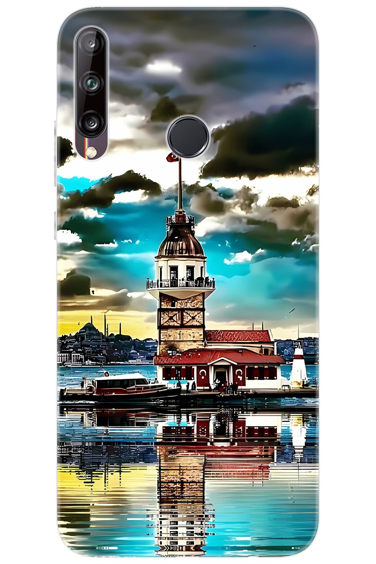 Ceppare Huawei Y7P (ART-L29) Uyumlu Kılıf Desen Baskılı Silikon Kız Kulesi STK:692 CP-yDSnSwl